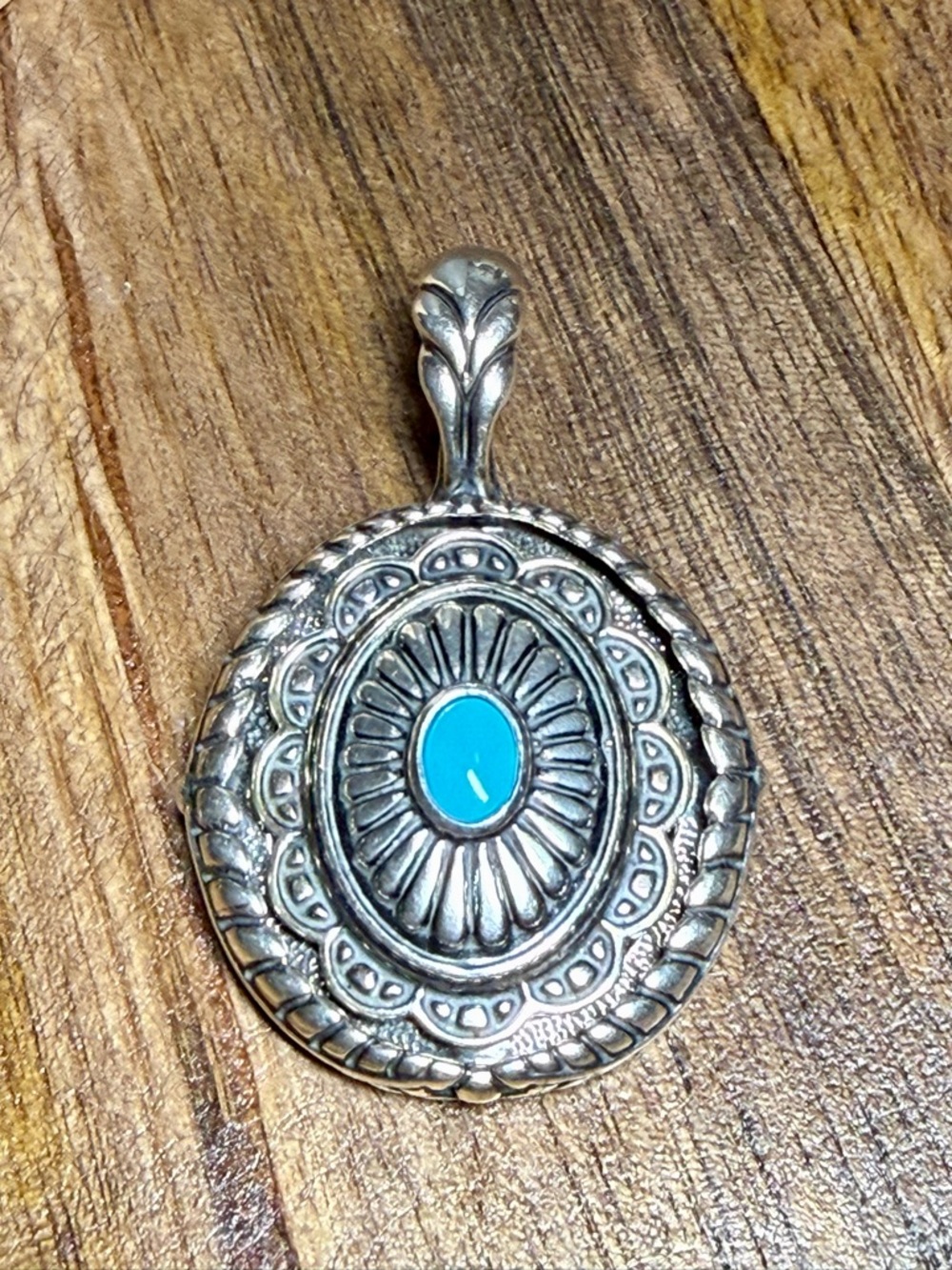 Carolyn Pollack Silver Pendant with Turquoise Center